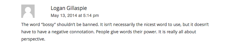 A comment on a story on Sheryl Sandberg's "Ban Bossy" campaign