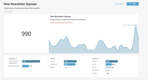 Shows the top of the new newsletter subscribers dashboard